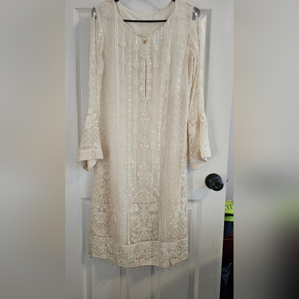 Vintage custom hand-made wedding or occasion dress one size loose fit